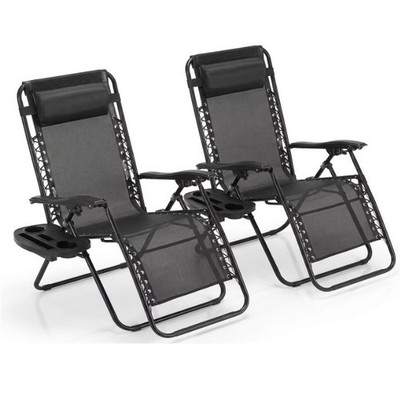 Alvantor 2-Pack Zero Gravity Lounge Chairs Folding Recliners w/ Cup Holder