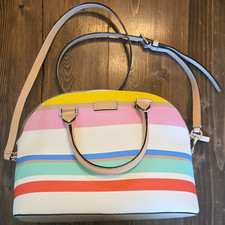 Kate Spade New York Striped Multicolor Satchel Zip Inner Pockets Strap