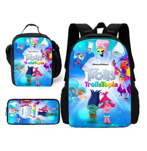Trolls School Backpack Set, Cute for Boys Girls