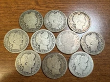 10 Better Barber Quarters 1892 1898-O-S 1904-O 1905-P-O-S 1912-S 1913 1915-S