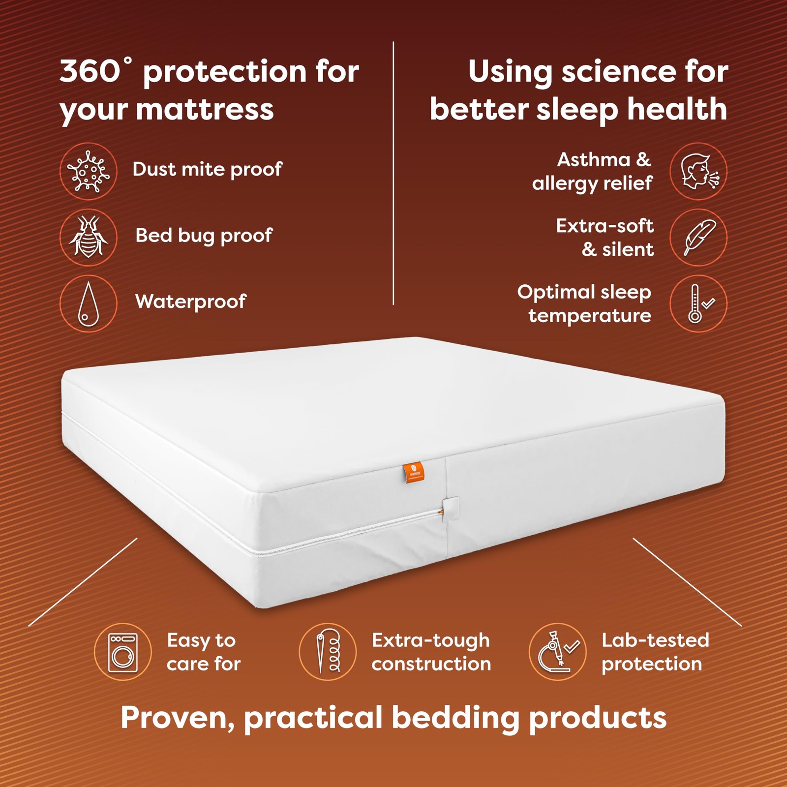 Mattress Encasement - Zippered Bed Bug Dust Mite Proof Hypoallergenic - Sleep...