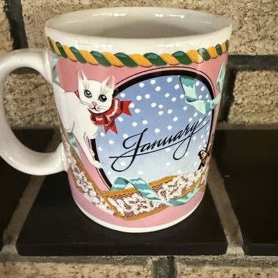 Vintage January Birthday PELZMAN DESIGNS COFFEE MUG Vandor 1989 Japan POP ART