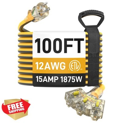 PRIMOWIRE 100FT Outdoor Extension Cord 12/3 Gauge