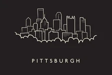 Pittsburgh City Skyline Pencil Sketch Laminated Poster 36x24