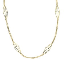 4.4mm Diamond Shaped 22.75" Station Necklace 14k Yellow Gold Italy 4.62 Grams