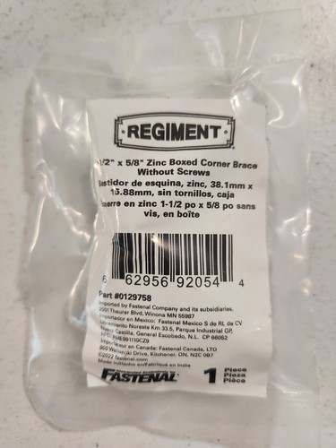 Lot de 10 entretoises d'angle régiment 1-1/2" x 5/8" en boîte zinc avec vis pièce #0129758 - Photo 1/3