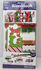MERRY Memory Word Book Kit Christmas Scrapbook Paper Stickers Embellishments