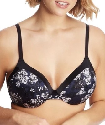 MAIDENFORM Comfort Devotion Cushioned Underwire Convertible Bra 40C  Black/Navy