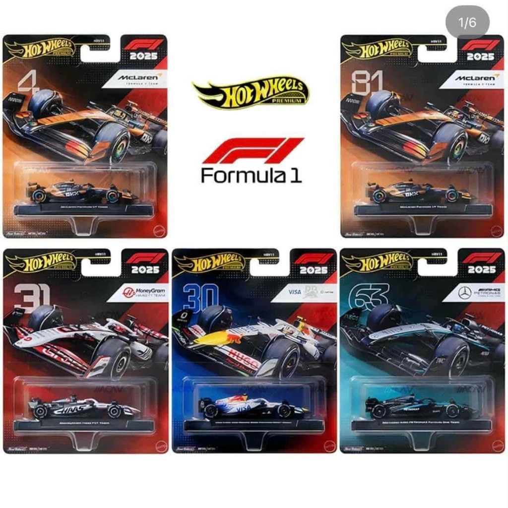 INHAND - Hot Wheels Premium F1 2025 ' 1 SET 5 CARS