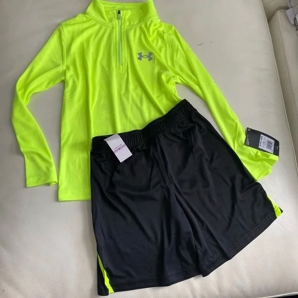 Under Armour Kids Bright Lime and Black Set thumbnail 3