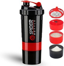 DDUP Protein Shaker Bottle, 16oz 3 Layer Twist Off GYM Shaker Cup Shake Bottle 
