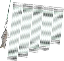 50Pcs Stainless Steel Fishing Leaders 3.9/5.9/7.9/9.8/11.8in (50pcs), Green 