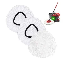 3 Pack Spin Mop Replacement Head Mop Refill 3 Count (Pack of 1) White