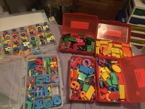 Educational  Tools . Lots Of Dominos And Magnetic Letters, Numbers,and Shapes
