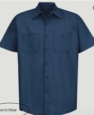 Red Kap Style SP24 Men's Short Sleeve Industrial Work Shirt Blue Sz XL New