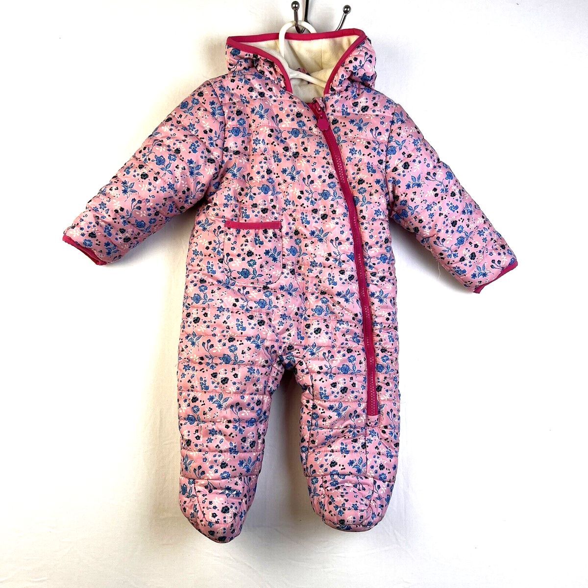 Kensie Girl Snowsuit Baby Mos Pink Puffer Hood Footed One Piece Winter
