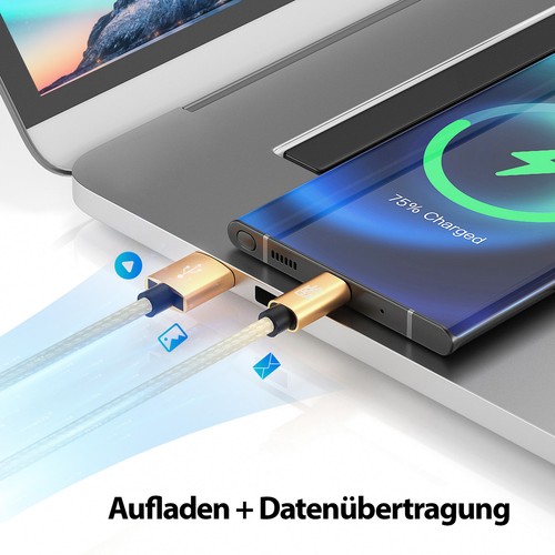 Kabel do transmisji danych USB C kabel szybkiego ładowania do Samsung Galaxy Huawei - złoty - Zdjęcie 3 z 11
