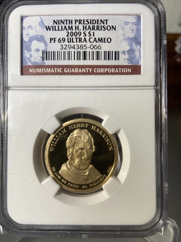 NINTH PRESIDENT WILLIAM H. HARRISON 2009 S $1 DOLLAR NGC PF 69 ULTRA CAMEO 