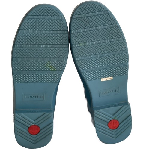 Hunter Refined Chelsea Size 5 Gloss Rain Boots Light Blue Ankle Slush Puddle - Picture 6 of 9