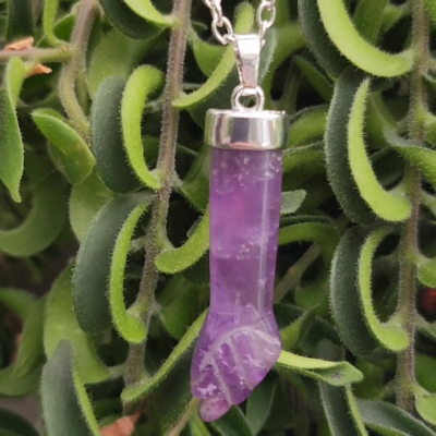 Collier Pendentif Figa / Main De Fico En Quartz - Protection, Chance - Longueur 46cm, Plaqué Argent