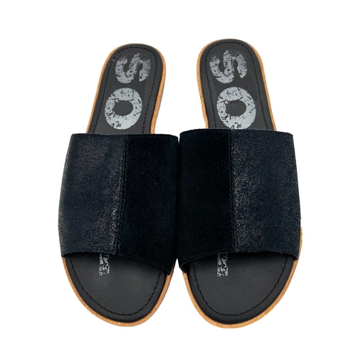 Sorel Ella Block Slide Sandals Black Suede Size 10.5