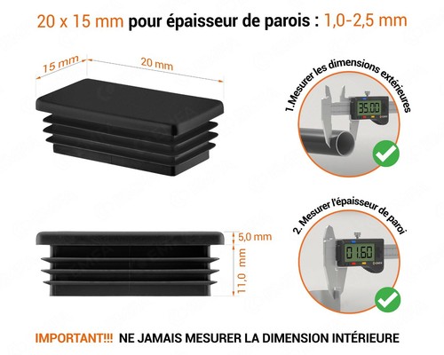 10 Bouchons pour tuyau rectangle embout plastique rectangulaire bouchon ailette - Picture 4 of 51