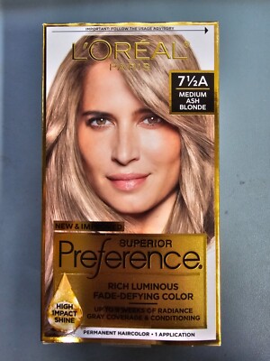 3 PACK L'Oreal Superior Preference Permanent Hair Color, 7.5A Medium Ash Blonde