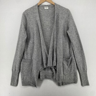 BARROW GROVE Cardigan S Cashmere Knit Draped Open Front Sweater Marled  Gray - Main Image