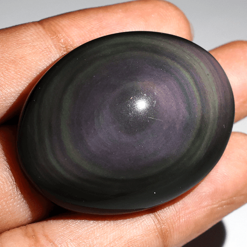 16.7g Natural Rainbow Obsidian Hi-Grade Collectible Oval Crystal Palmstone~ 41mm - Picture 3 of 12