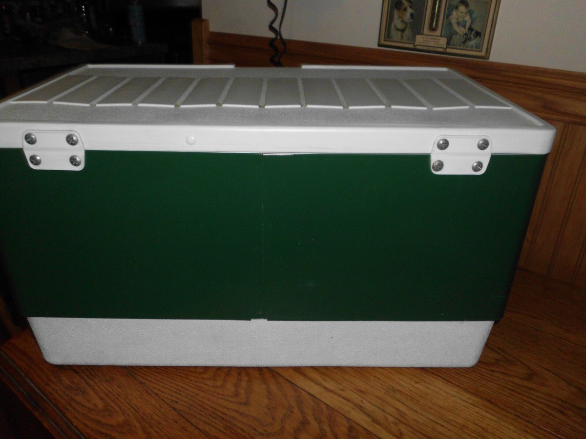 Vintage Coleman K44 Partial Metal Cooler Green And White Ice chest