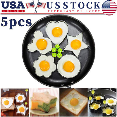 5Pcs Fried Egg Non Stick Stainless Steel Pancake Ring Mold Cooking Kitchen Tools