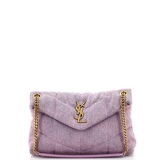 Saint Laurent Loulou Puffer Shoulder Bag Quilted Vintage Denim Small