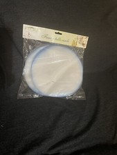 150 Fancy White Tulles Organza Circles Cheer With Blue Edge 9  Party Favor Wrap
