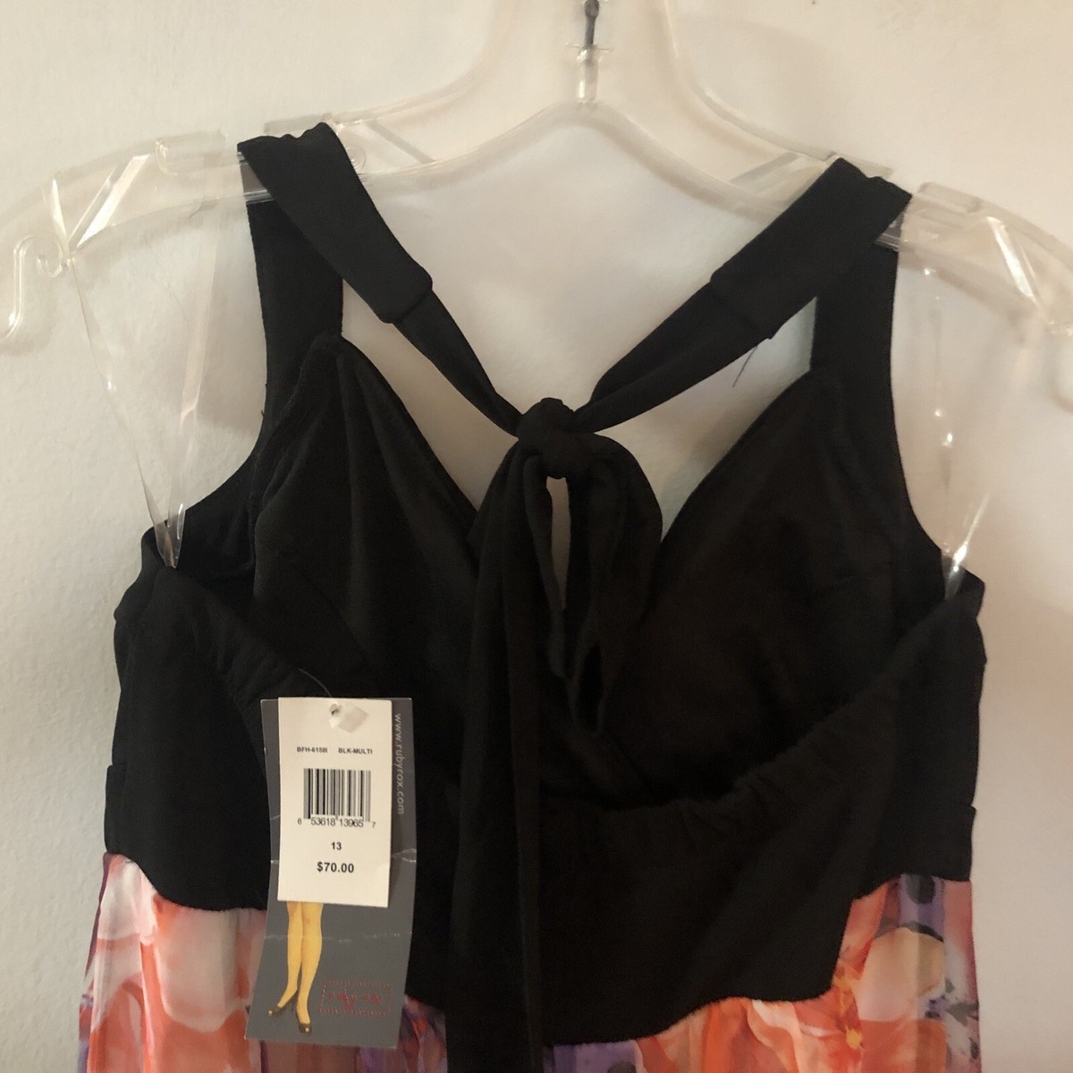 ピース Ruby Rox Black Halter Bodice With Watercolor Chiffon Maxi Dress Jr