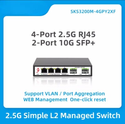 6 Ports Simple L2 Web Managed Network Switch One Click Reset 4 RJ45 Ports Slots