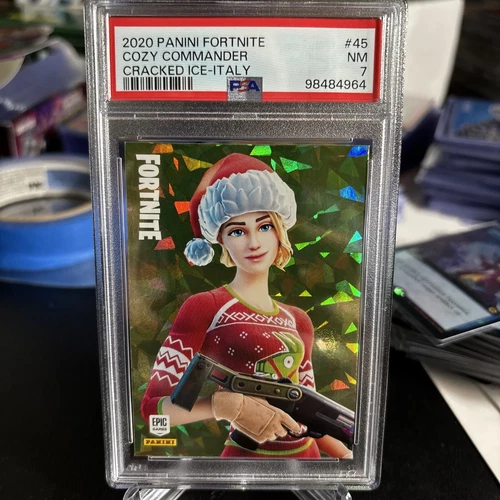2020 Panini Fortnite Series 2 Cracked Ice Cozy Commander #45 Italy PSA 7