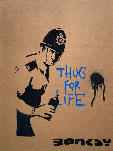 BANKSY CoA Handmade Painting Original Drawing Signed Vintage