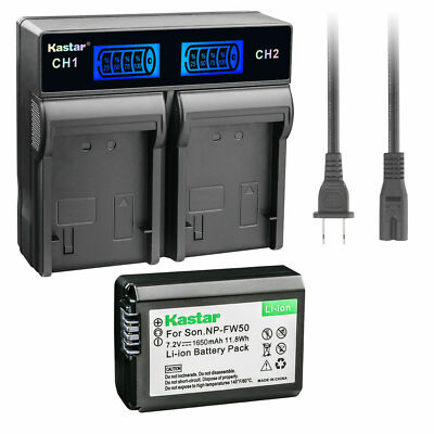 Kastar DUAL LCD Rapid Charger & 1 Battery for Sony NP-FW50