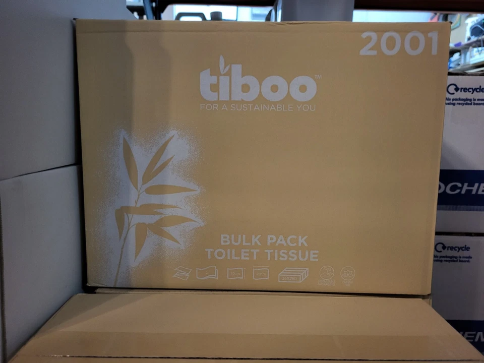 Toilet Tissue Paper 2 Ply 36 x 250 Flat Sheets 9000 folded Bulk Pack