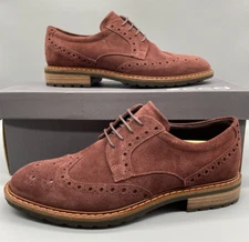 Ecco Shoes Brown Leather Suede Wingtip Brogue Oxford Lace Vitrus Mens 8.5 EU 42