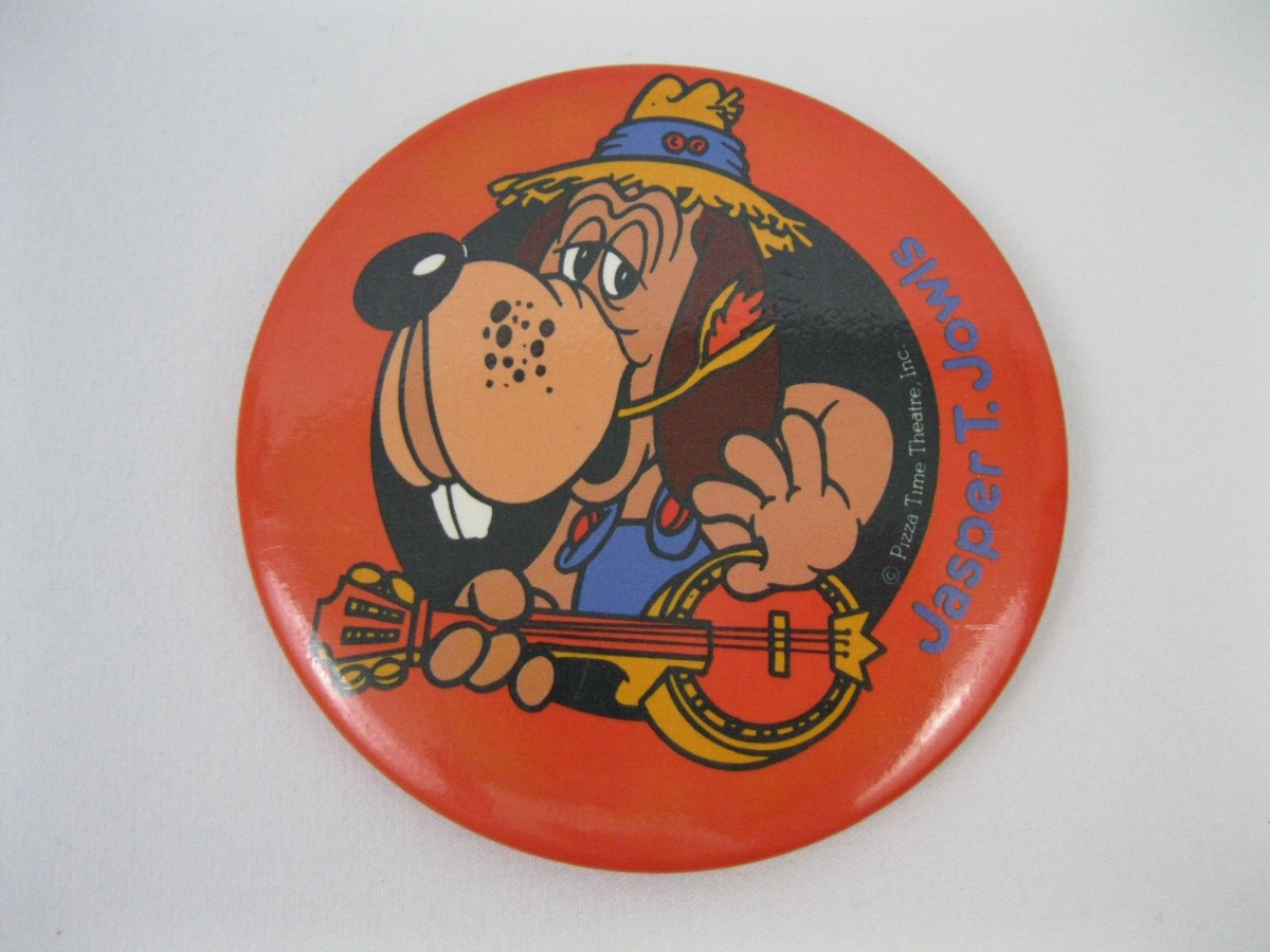 Jasper T Jowls Chuck E Cheese Button Pin Pizza Time Theater Dog