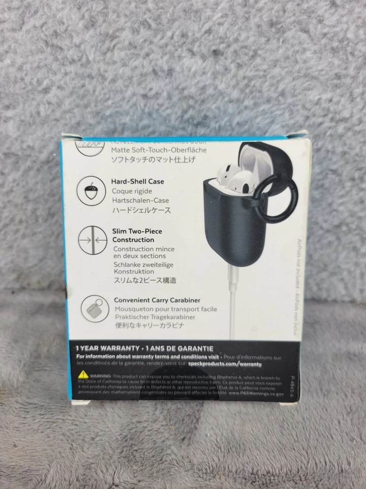 Capa rígida Speck Presidio Soft Touch AirPods geração 1 e 2 preta - Imagem 3 de 4