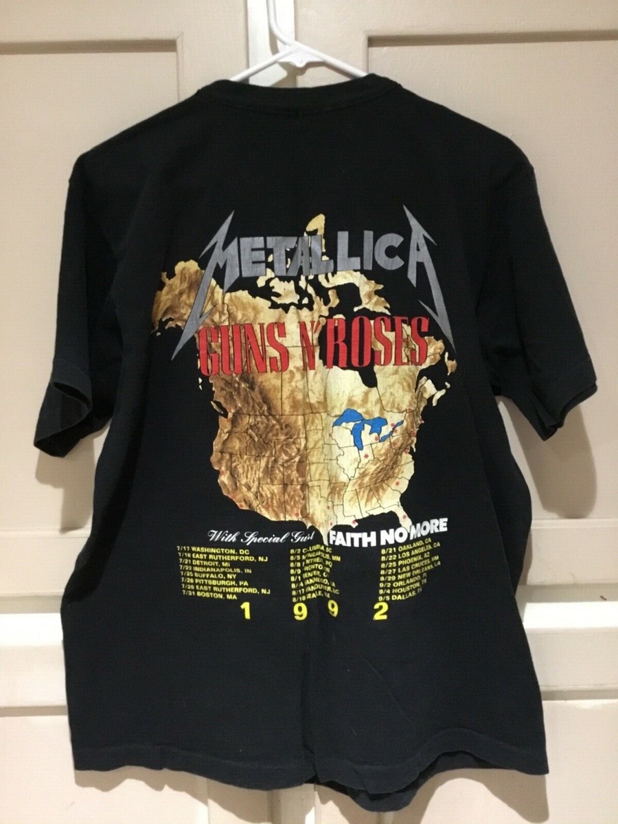 GN'R·LLICA/1992 TOUR T-shirt L 1992 Metallica Guns N Roses Tour Shirt Authentic Vintage T
