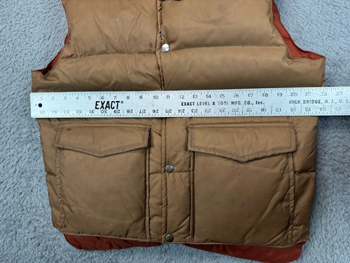 Vintage 80s Field And Stream Puffer Vest Sz M Goose Down Brown Red Reversible - Picture 6 of 6