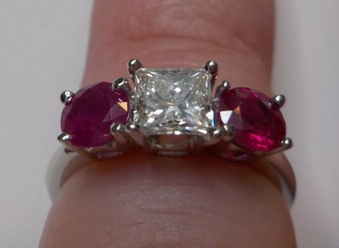 Princess Diamond Ruby Ring - image 1