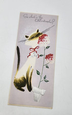 NEW NOS Vintage greeting card Get Well Siamese CAT Mis Century
