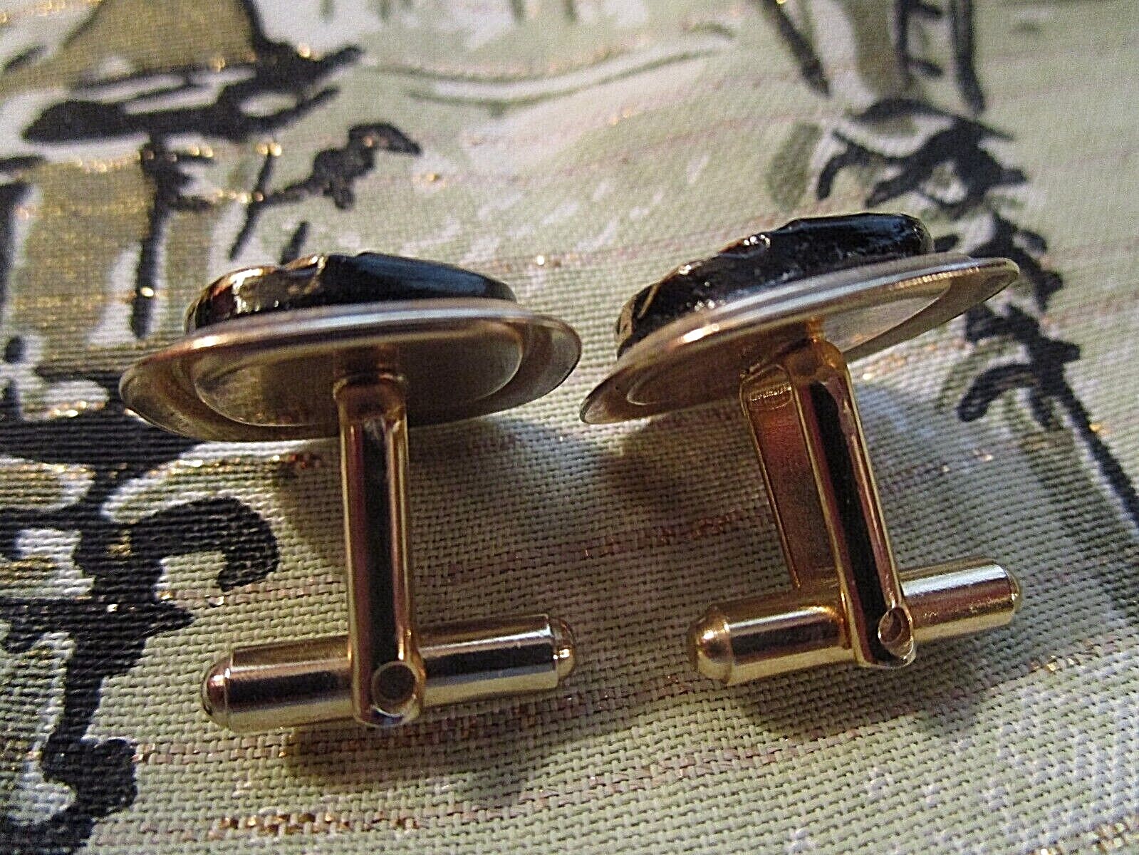  RARE VINTAGE CUFFLINK DESIGN Gold Stem FLOWER POWER… Gem