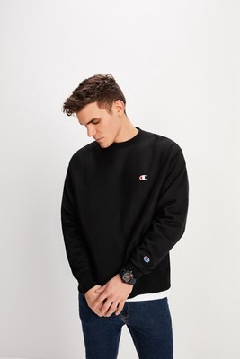 New Champion Mens Crew Sweatshirt Fleece Black Reverse Weave