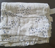 Aden Anais Blue Gray Polka Dots Spots Baby Swaddle Blanket White Muslin bamboo