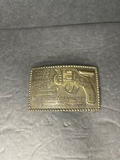 POLISH ARMED GUARD Marksman of the year 1947 BELT BUCKLE Joke backwards gun